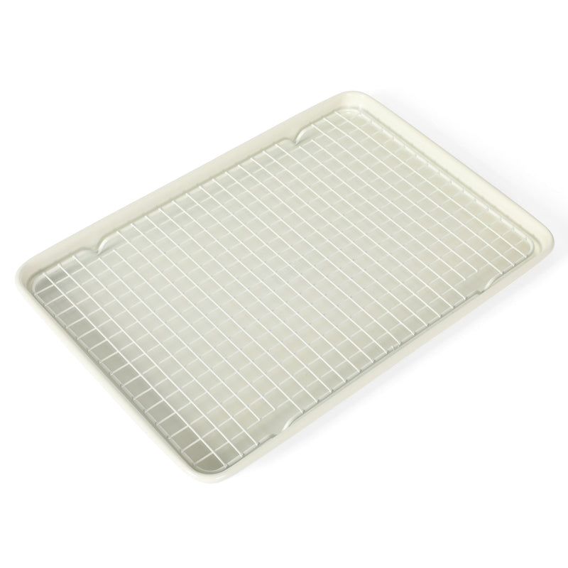 Martha Stewart Everyday Color Bake 15"X 10" Carbon Steel Cookie Sheet w/ Cooling Rack - Linen - Color Sleeve