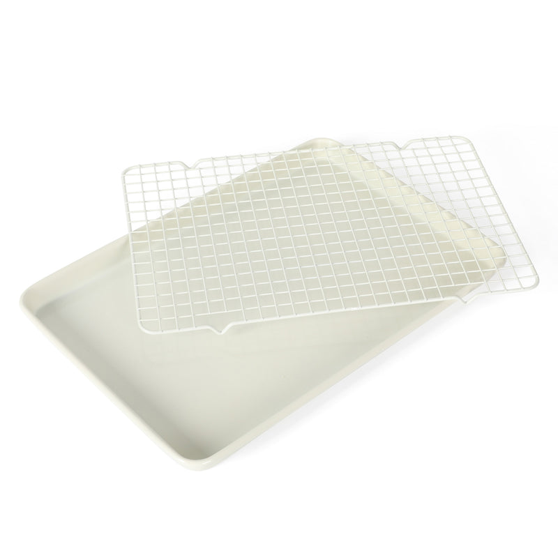Martha Stewart Everyday Color Bake 15"X 10" Carbon Steel Cookie Sheet w/ Cooling Rack - Linen - Color Sleeve