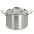 Martha Stewart Everyday Midvale 8qt Stainless Steel Stock Pot w/ Glass Lid - Gold PVD Cast Handle - Bonded Base - Color Sleeve w/ Factory Remailer