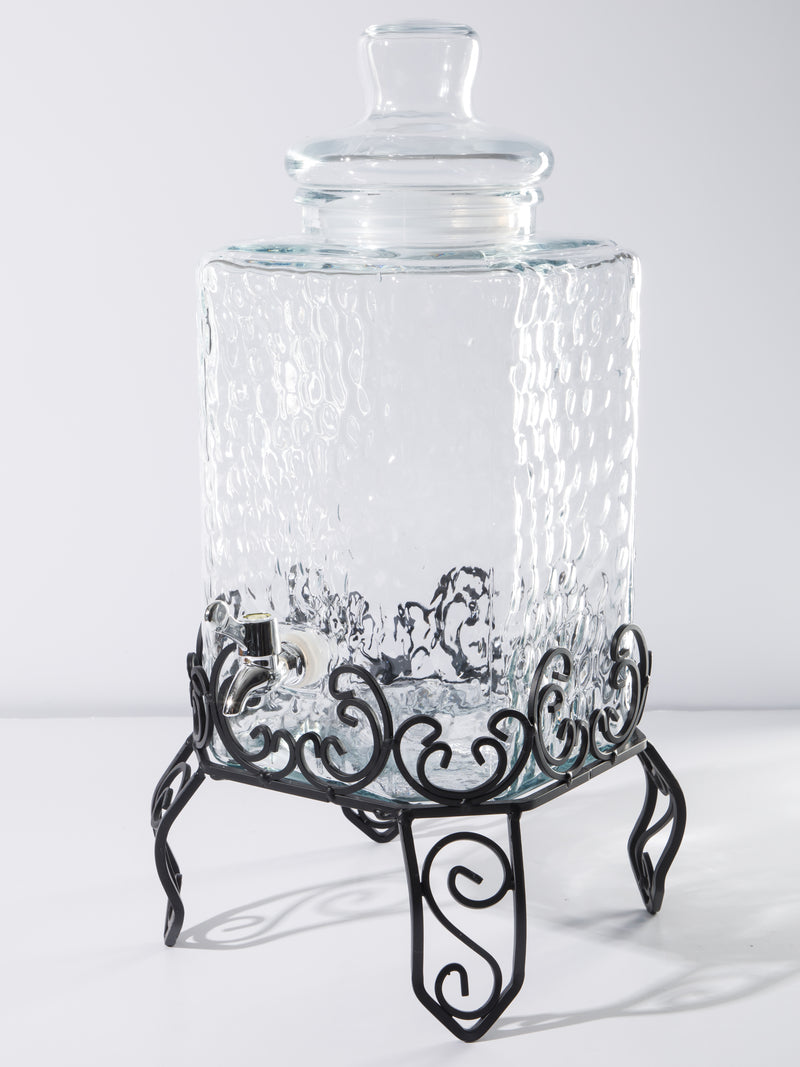 Gibson Home Moreauville 2.25 Gallon Glass Beverage Dispenser w/ Wire Stand - Square - Gift Box