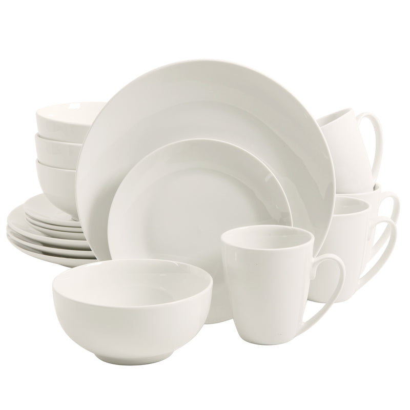 Gibson Home Ogalla 16pc Dinnerware Set - Coupe Shape - White - Fine Ceramic - Gift Box