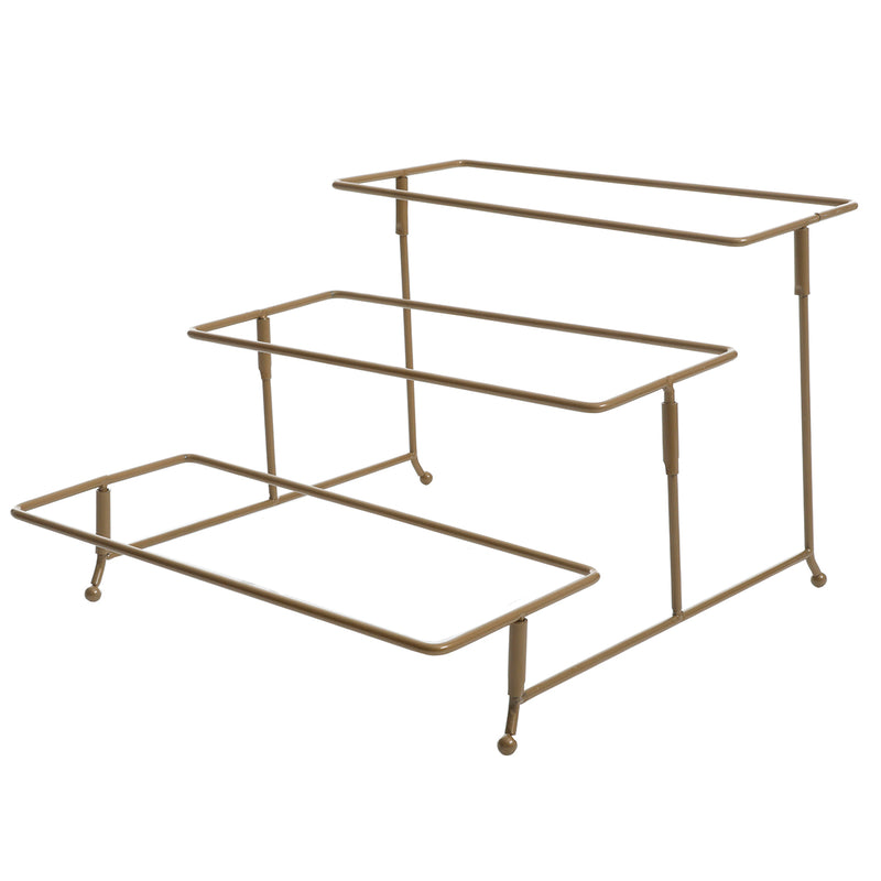 Gibson Elite Gracious Dining 3-Tier Serving Set w/ Plates & Gold Wire Stand - White - Rectangle - Stoneware - Gift Box