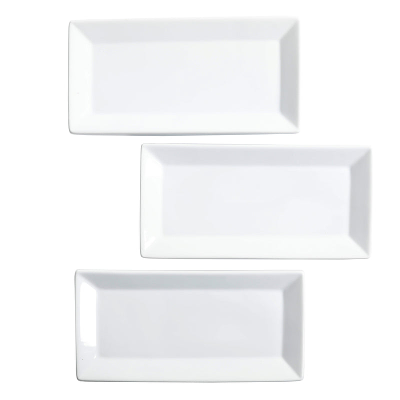 Gibson Elite Gracious Dining 3-Tier Serving Set w/ Plates & Gold Wire Stand - White - Rectangle - Stoneware - Gift Box