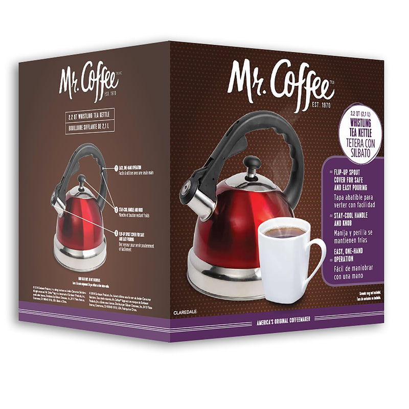Mr. Coffee Claredale 1.9qt Stainless Steel Tea Kettle - Nylon Handle - Gift Box