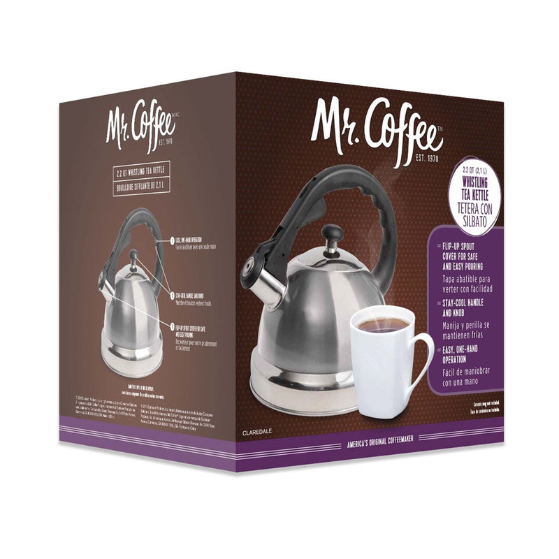 Mr. Coffee Claredale 1.9qt Stainless Steel Tea Kettle - Nylon Handle - Gift Box