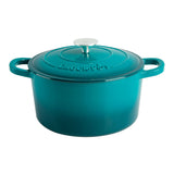 Crock-Pot Artisan 5qt Enamel Cast Iron Dutch Oven w/ Lid - Round - Gift Box - Teal Ombre / Sunset Orange / Sapphire Blue