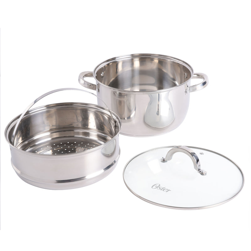 Oster Sangerfield 6qt Stainless Steel Casserole w/ Steamer Insert and Lid - Gift Box