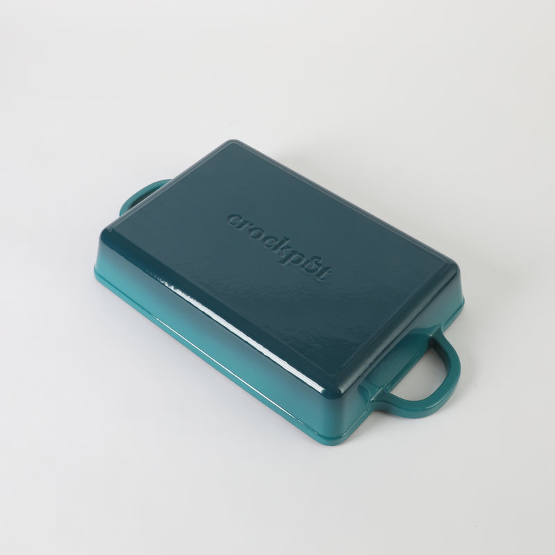 Crock-Pot Artisan 13" Enamel Cast Iron Lasagna Pan - Rectangle - Color Sleeve - Teal Ombre