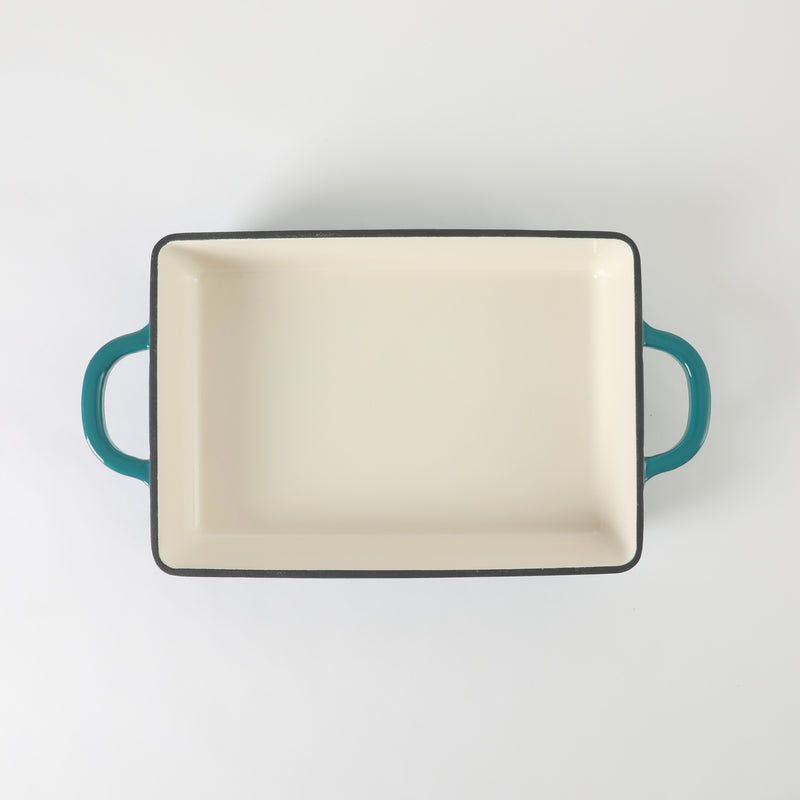 Crock-Pot Artisan 13" Enamel Cast Iron Lasagna Pan - Rectangle - Color Sleeve - Teal Ombre