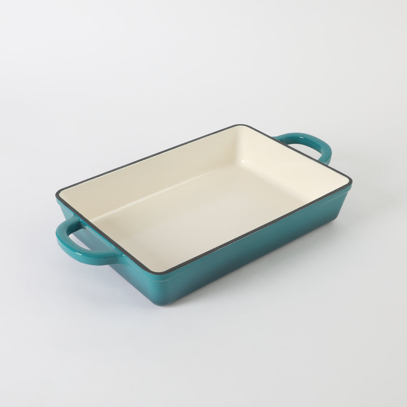 Crock-Pot Artisan 13" Enamel Cast Iron Lasagna Pan - Rectangle - Color Sleeve - Teal Ombre