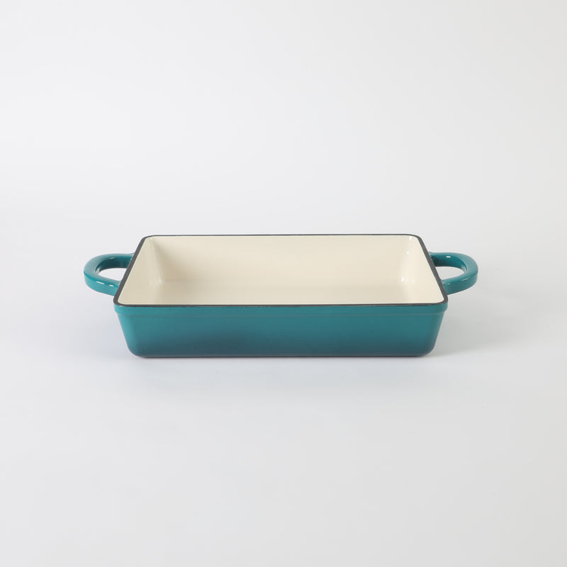 Crock-Pot Artisan 13" Enamel Cast Iron Lasagna Pan - Rectangle - Color Sleeve - Teal Ombre