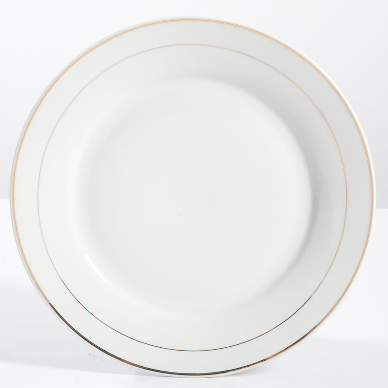 Gibson Home Palladine 16pc Dinnerware Set - Double Gold Banded - 1 mm Inner & 2 mm Outer Banded - Decorated - Fine Ceramic - Gift Box