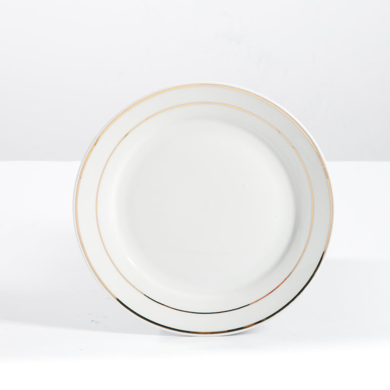 Gibson Home Palladine 16pc Dinnerware Set - Double Gold Banded - 1 mm Inner & 2 mm Outer Banded - Decorated - Fine Ceramic - Gift Box