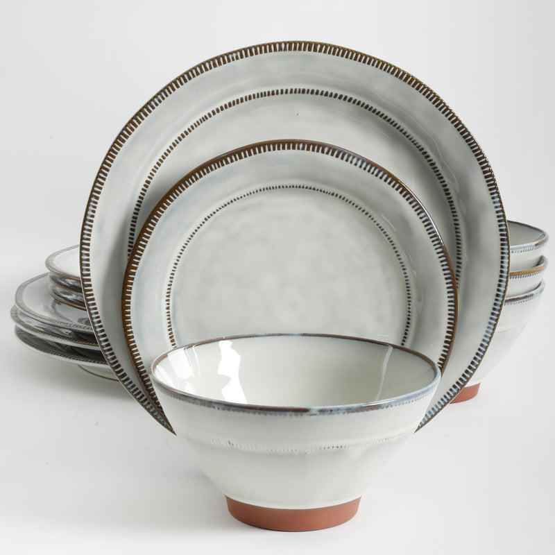 Gibson Elite Terranea 12pc Dinnerware Set - Reactive - Terracotta - GBX - White