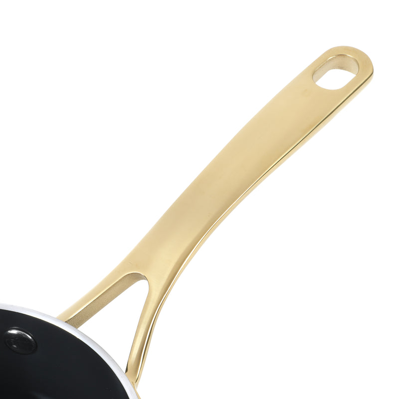 Martha Stewart 14pc Aluminum Cookware Combo Set - Black - Non Stick Interior & Enamel Exterior - Stainless Steel Long & Helper Handle w/ Gold Pvd- Factory Remailer