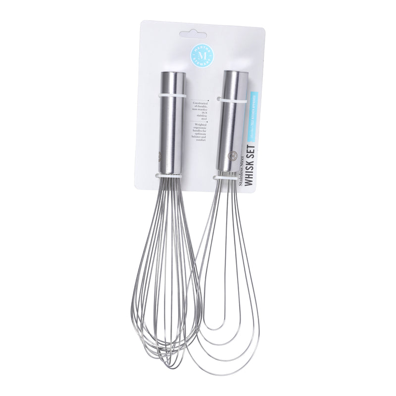 Martha Stewart Richburn 2pc 12" Stainless Steel Balloon Whisk & Flat Whisk Set - Tie Card