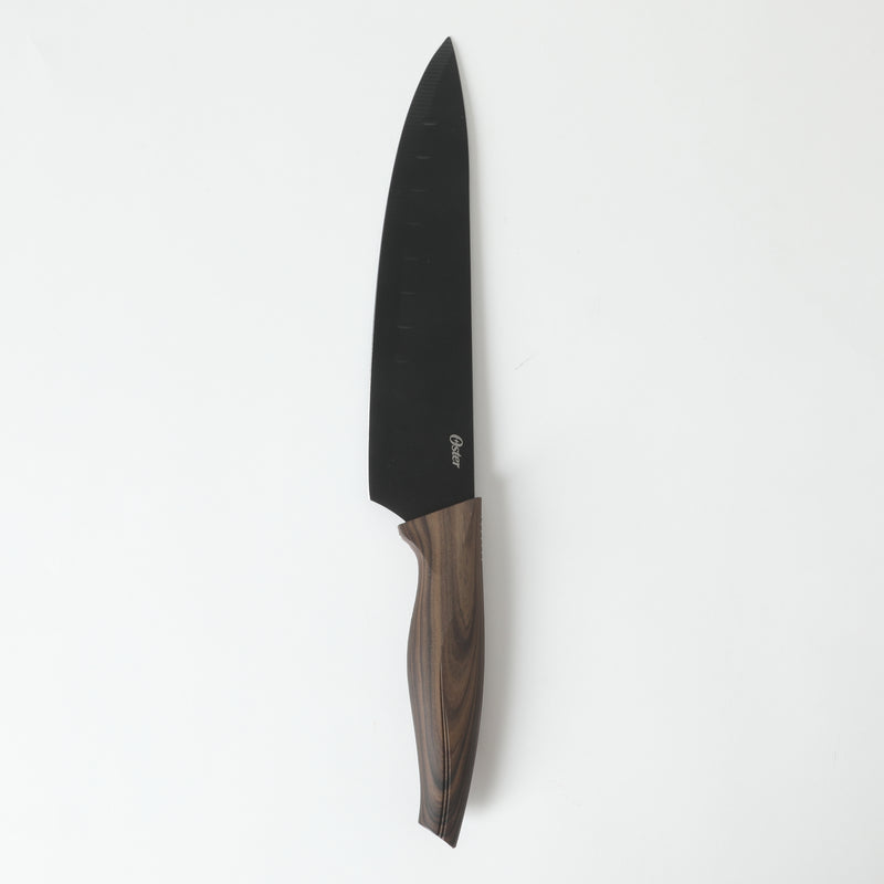 Oster Godfrey 5pc Stainless Steel Cutlery Set - Black Blade - PP Wood Look Handle - Clam Pack