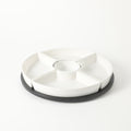 Gibson Elite Gracious Dining 5pc Tidbit Dishes w/ Rotatable MDF Wood Base - White - Stoneware - Gift Box
