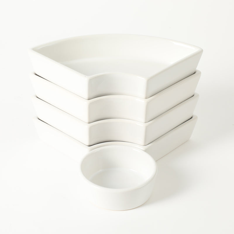 Gibson Elite Gracious Dining 5pc Tidbit Dishes w/ Rotatable MDF Wood Base - White - Stoneware - Gift Box