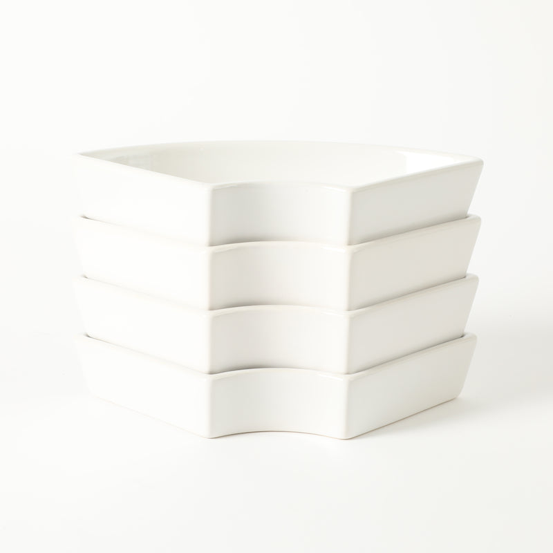 Gibson Elite Gracious Dining 5pc Tidbit Dishes w/ Rotatable MDF Wood Base - White - Stoneware - Gift Box