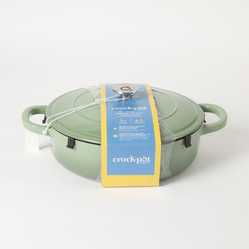 Crock-Pot Artisan 5qt Enamel Cast Iron Braiser Pan w/ Lid - Round - Color Sleeve w/ Remailer