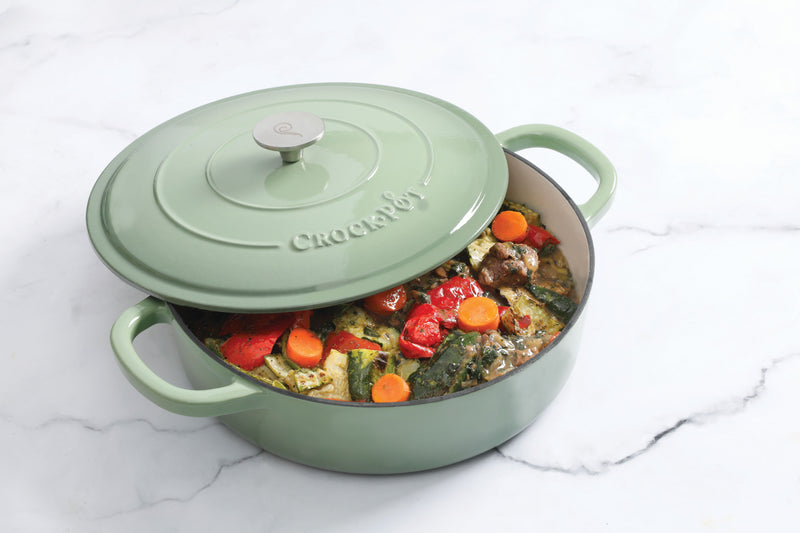 Crock-Pot Artisan 5qt Enamel Cast Iron Braiser Pan w/ Lid - Round - Color Sleeve w/ Remailer