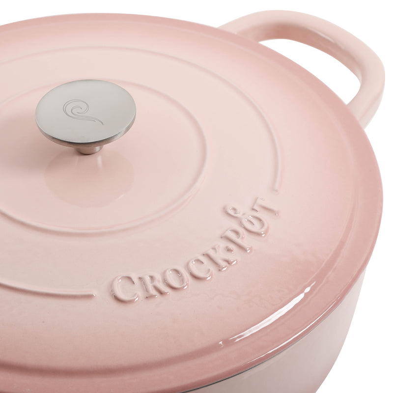 Crock-Pot Artisan 5qt Enamel Cast Iron Braiser Pan w/ Lid - Round - Color Sleeve w/ Remailer (Blush Pink)