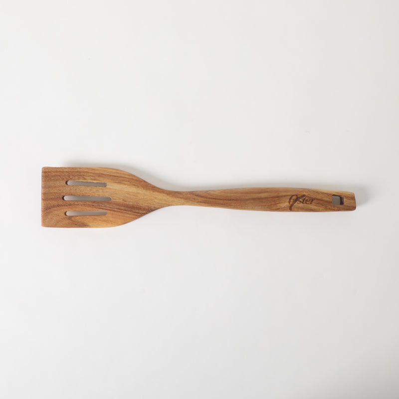 Oster Ingram Acacia Wood Slotted Turner - Tie Card