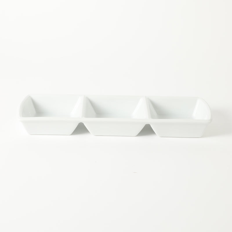 Gibson Elite Gracious Dining 3pc Tidbit Dish w/ Acacia Wood Base - White - Fine Ceramic - Gift Box