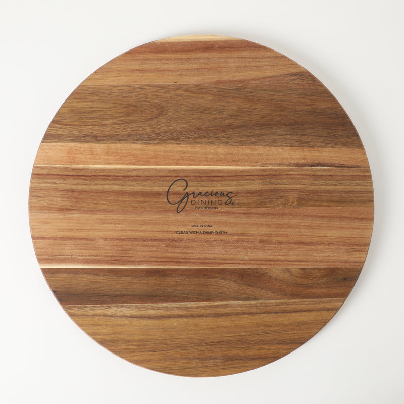 Gibson Elite Gracious Dining 3pc Tidbit Dish w/ Acacia Wood Base - White - Fine Ceramic - Gift Box