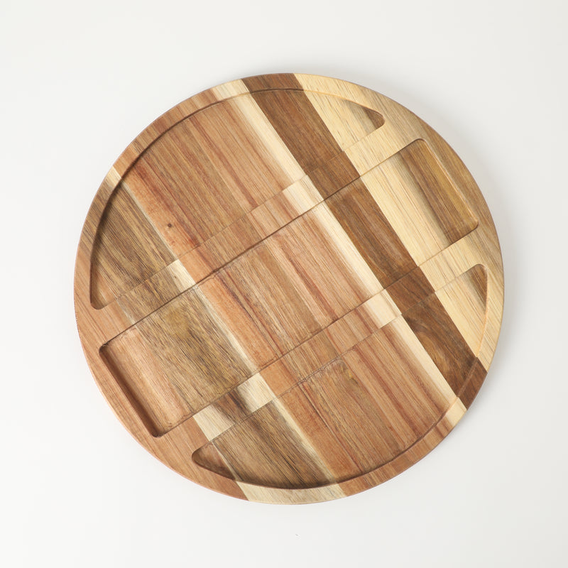 Gibson Elite Gracious Dining 3pc Tidbit Dish w/ Acacia Wood Base - White - Fine Ceramic - Gift Box