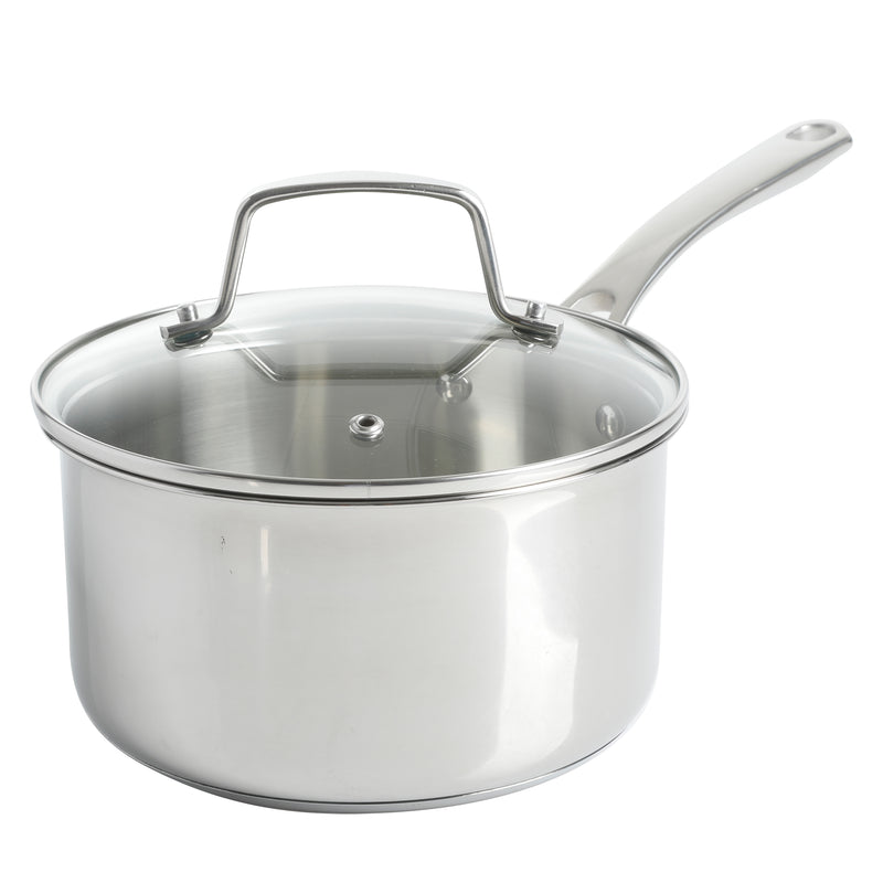 Martha Stewart Castelle 10pc Stainless Steel Cookware Set - Gold Stainless Steel Handles - Impact Bonded Base - Gift Box w/ Remailer