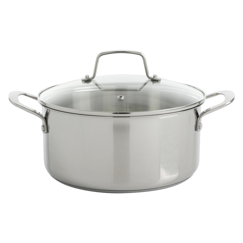 Martha Stewart Castelle 10pc Stainless Steel Cookware Set - Gold Stainless Steel Handles - Impact Bonded Base - Gift Box w/ Remailer