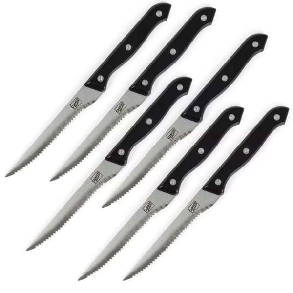 Gibson Home Wildcraft 10pc Stainless Steel Cutlery w/ Wood Cutting Board Set - Full Tang Riveted PP Handle - Clam Pack