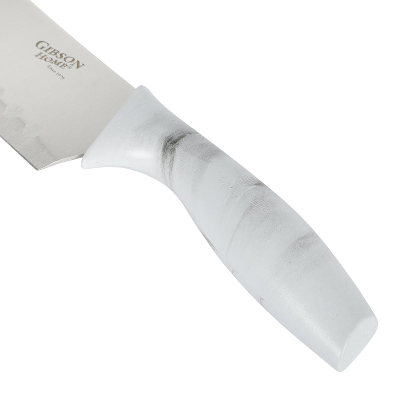 Gibson Home Beaumont 3pc Stainless Steel Cutlery Set w/ PP Marble Look Board - TPR Handle - Clam Pack