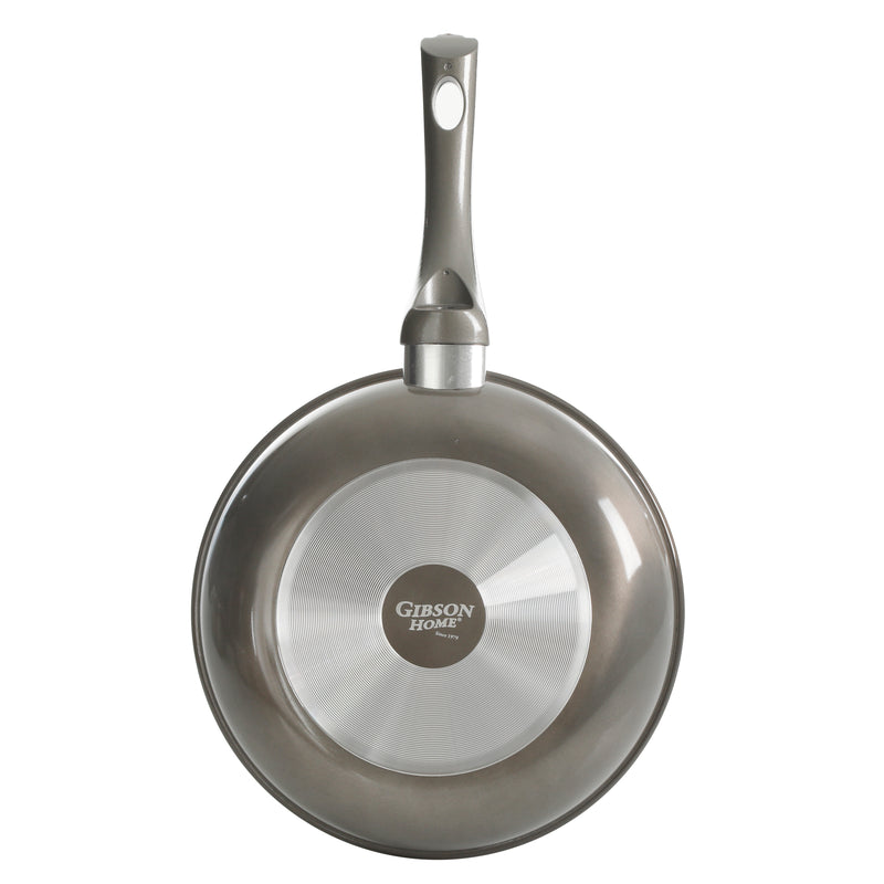 Gibson Home Hestonville 7pc Aluminum Cookware Set - Metallic Champagne - White Ceramic Interior - Forged Look - TPR Coating Handle - Gift Box