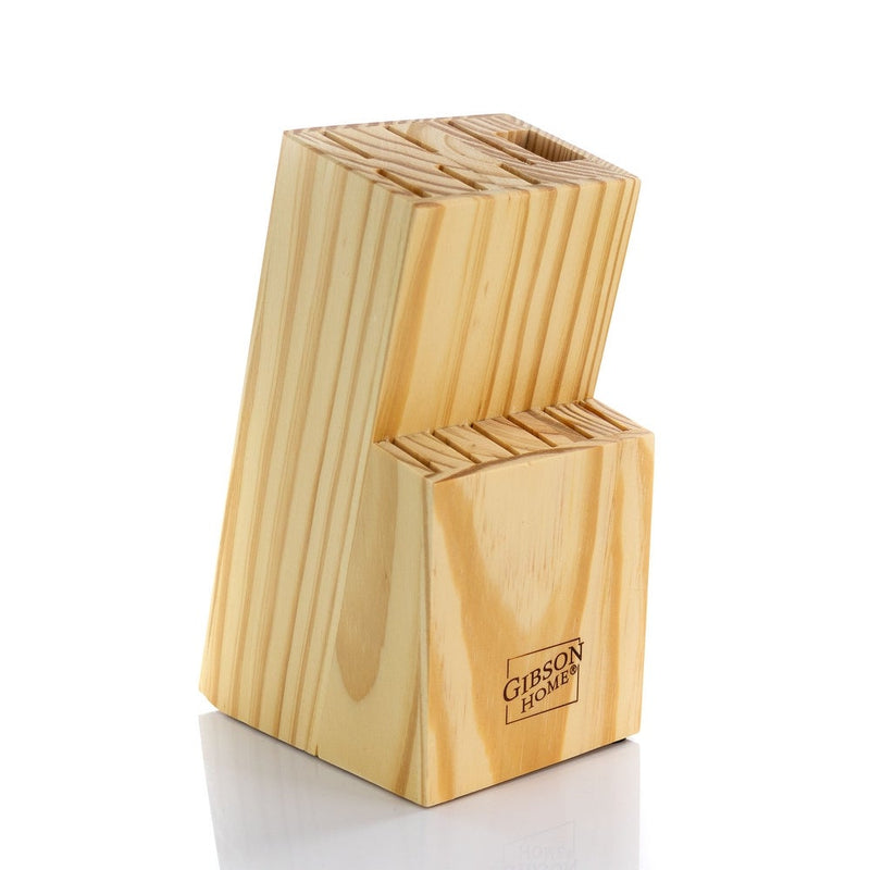 Gibson Home Dorian 14 pc Stainless Steel Cutlery  Set w/ Wood Block - Gift Box
