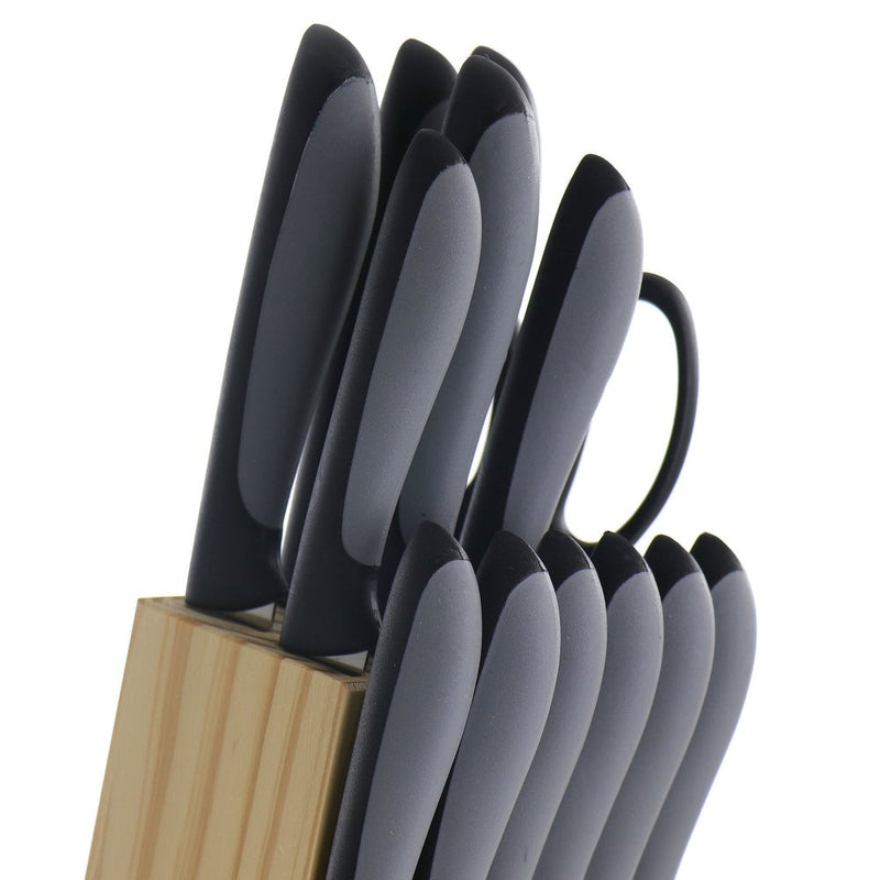 Gibson Home Dorian 14 pc Stainless Steel Cutlery  Set w/ Wood Block - Gift Box