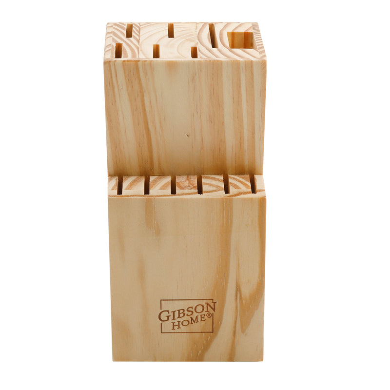 Gibson Home Dorian 14 pc Stainless Steel Cutlery  Set w/ Wood Block - Gift Box