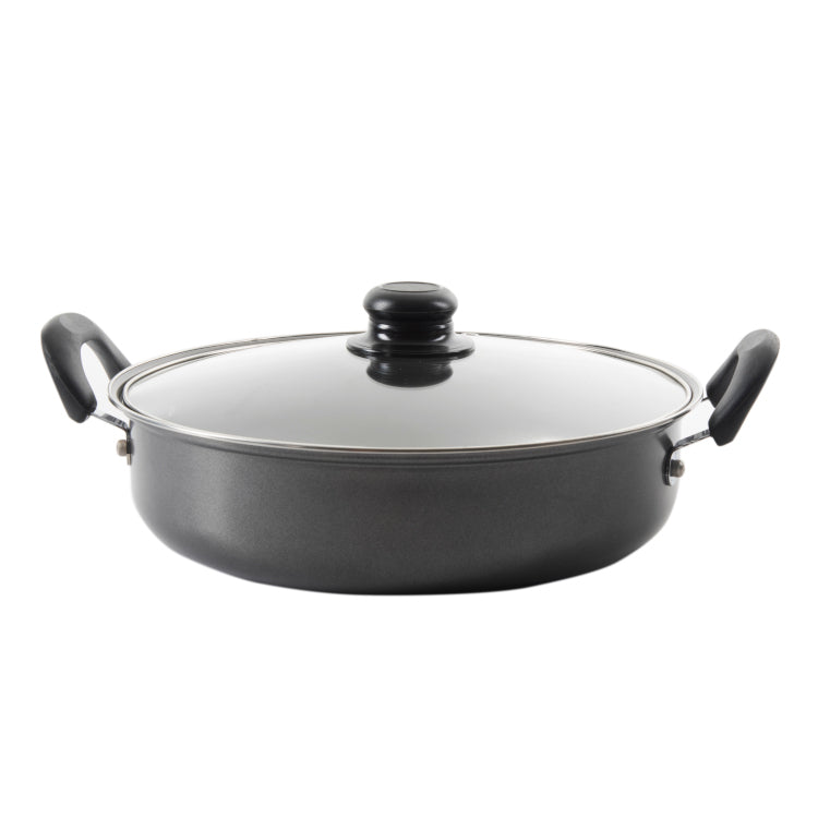 Gibson Home Highberry 12" Carbon Steel All Purpose Pan w/ Lid - Shrink Wrap w/ Color Label