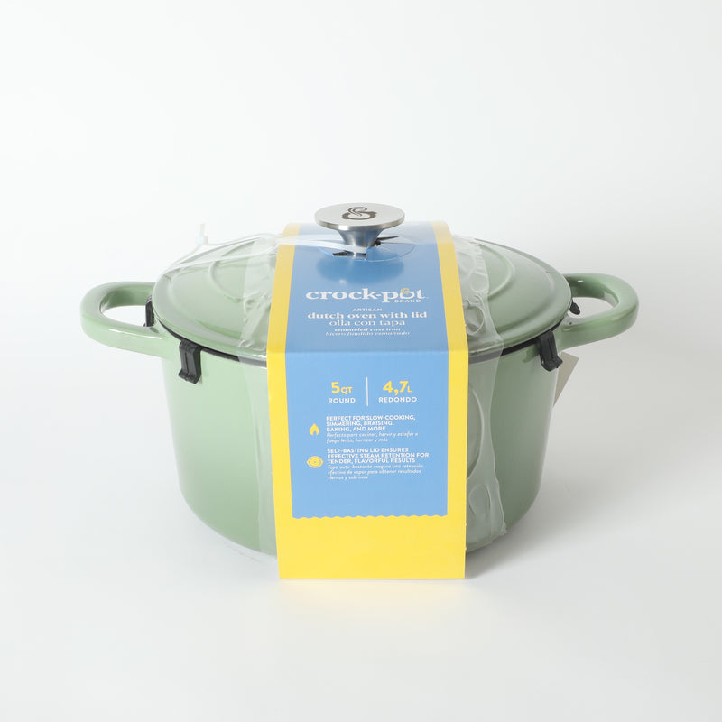 Crock-Pot Artisan 5qt Enamel Cast Iron Dutch Oven w/ Lid - Color Sleeve w/ Remailer - Pistachio Green