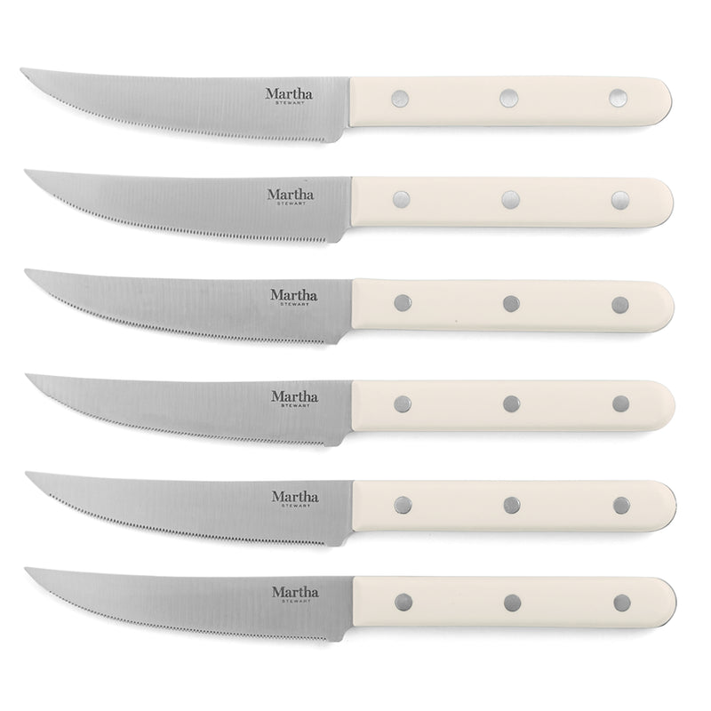 Martha Stewart Eastwalk 14pc Stainless Steel Cutlery Set w/ Acacia Wood Block - ABS Forged Handle - w/ Remailer