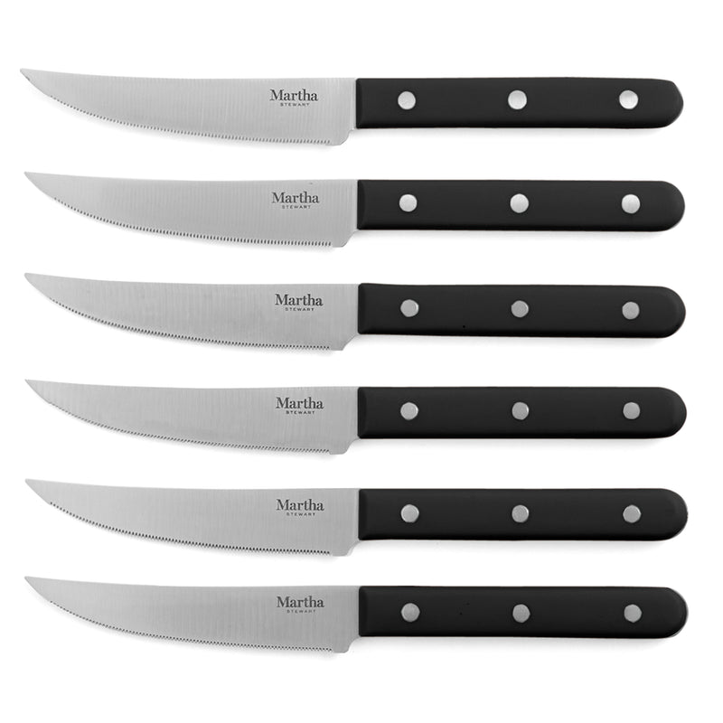 Martha Stewart Eastwalk 14pc Stainless Steel Cutlery Set w/ Acacia Wood Block - ABS Forged Handle - w/ Remailer