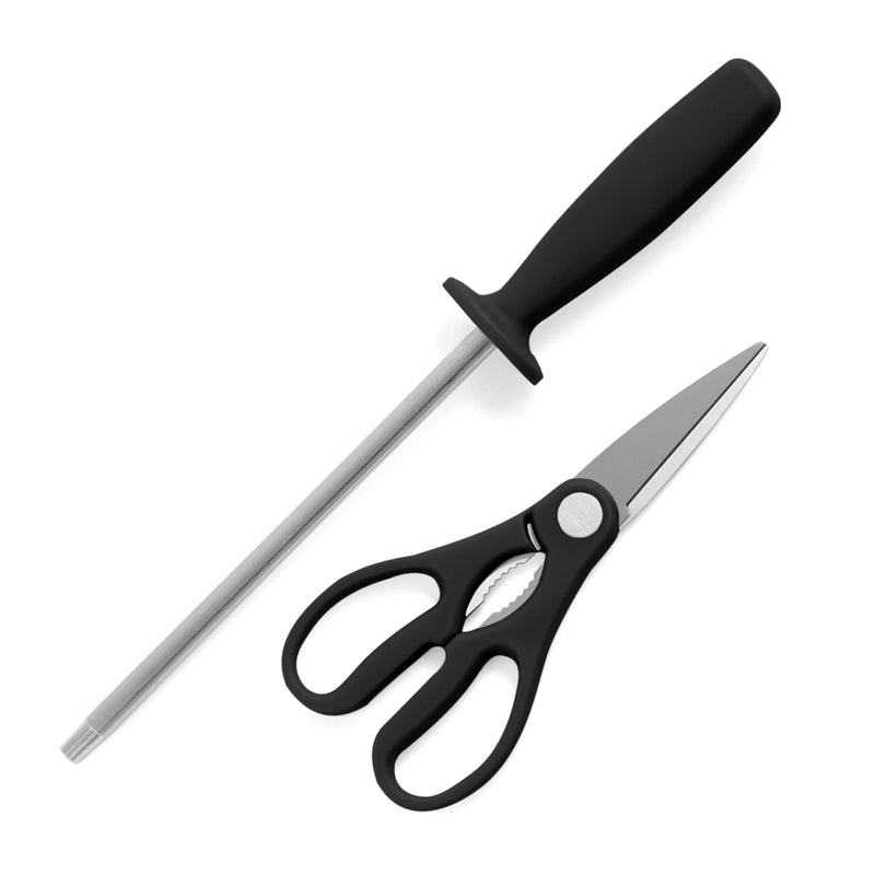 Martha Stewart Eastwalk 14pc Stainless Steel Cutlery Set w/ Acacia Wood Block - ABS Forged Handle - w/ Remailer