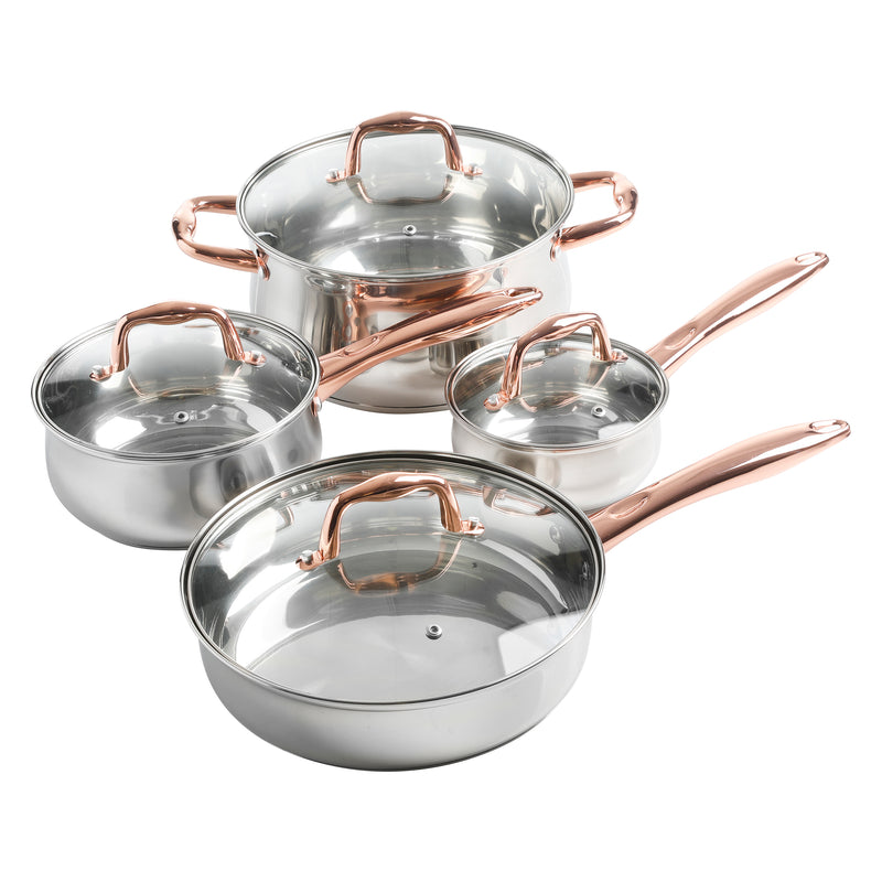 Gibson Home Bransonville 8pc Stainless Steel Belly Shape Cookware Set - Gift Box