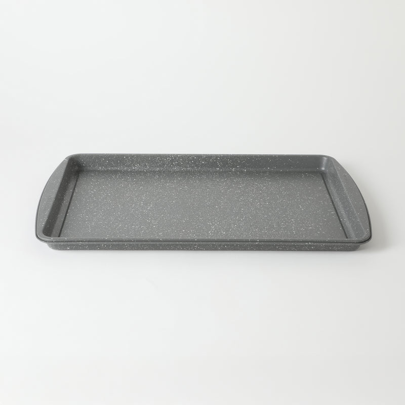 Oster Greystone 3pc Carbon Steel Cookie Sheet Set - Grey Speckle - Nonstick Interior - Color Label
