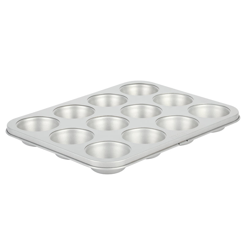 Martha Stewart Everyday Bakeaway 12 Cup Carbon Steel Muffin Pan - Silver - Nonstick Interior - Color Label