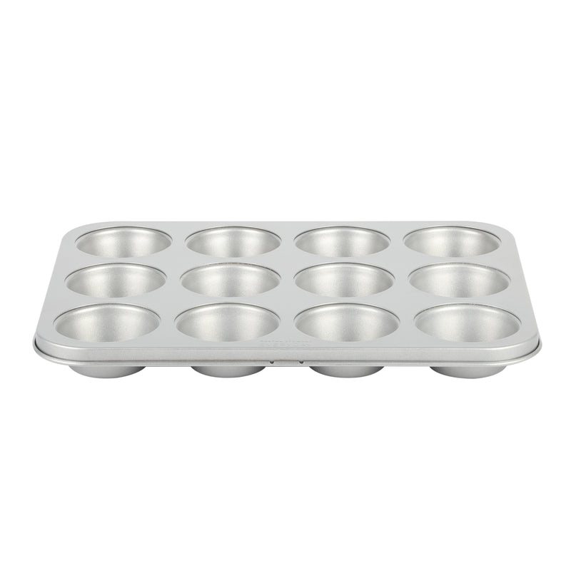 Martha Stewart Everyday Bakeaway 12 Cup Carbon Steel Muffin Pan - Silver - Nonstick Interior - Color Label