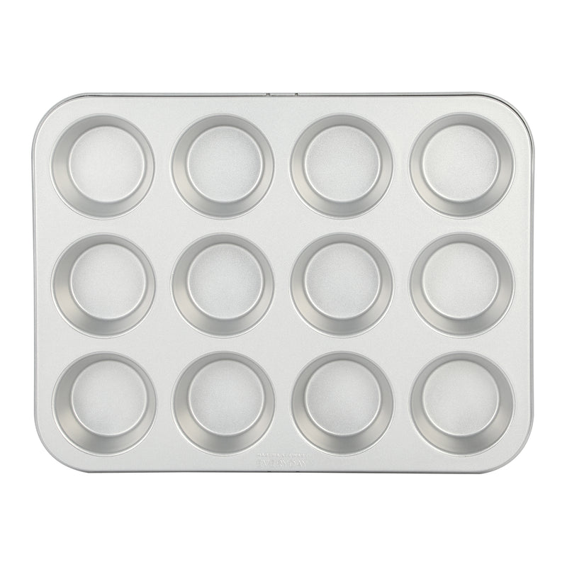 Martha Stewart Everyday Bakeaway 12 Cup Carbon Steel Muffin Pan - Silver - Nonstick Interior - Color Label