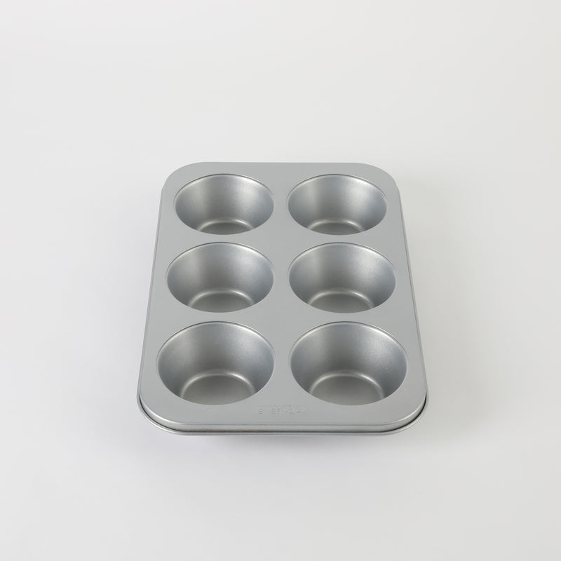 Martha Stewart Everyday Bakeaway 6 Cup Carbon Steel Muffin Pan - Silver - Nonstick Interior - Color Label
